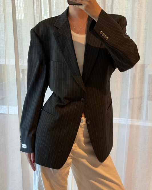 CF Waist Blazer - Pinstripe Black