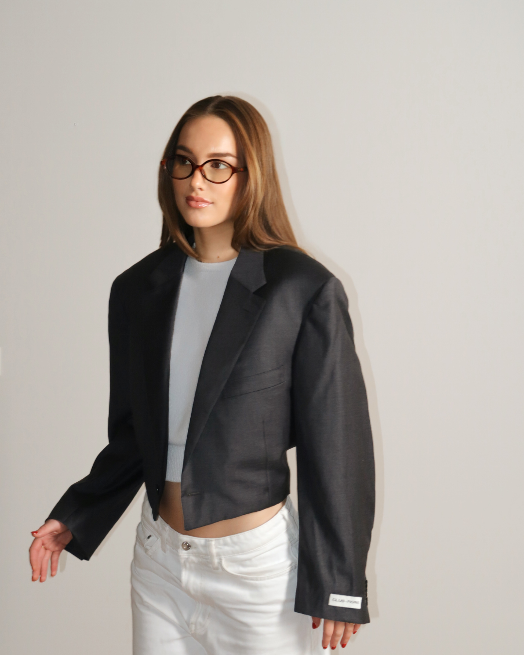 CF Vintage Cropped Blazer - Grey