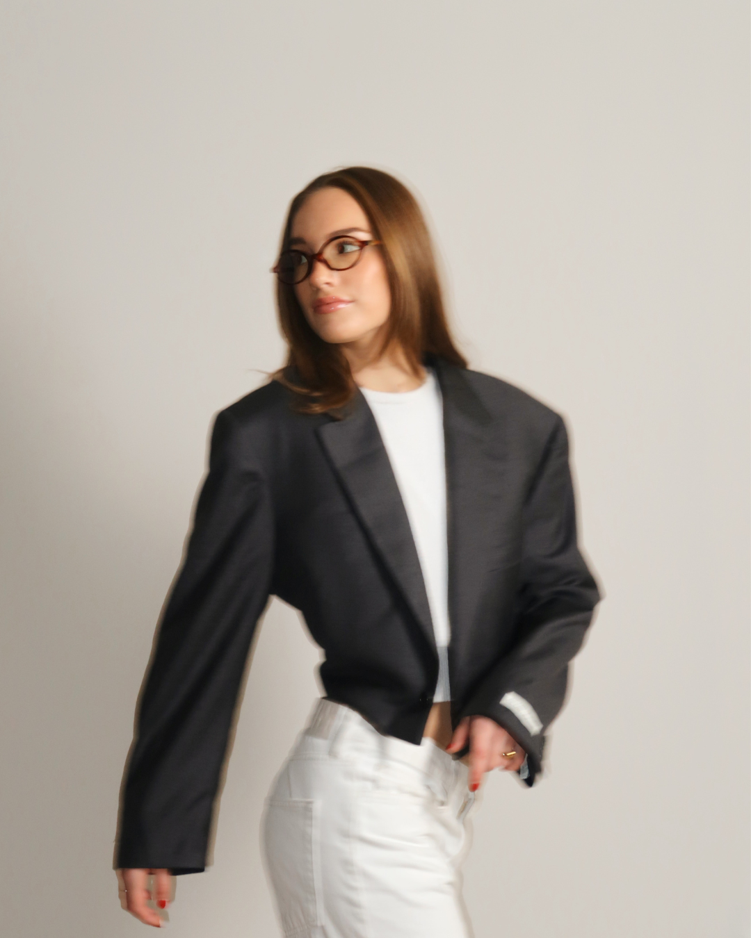 CF Vintage Cropped Blazer - Grey