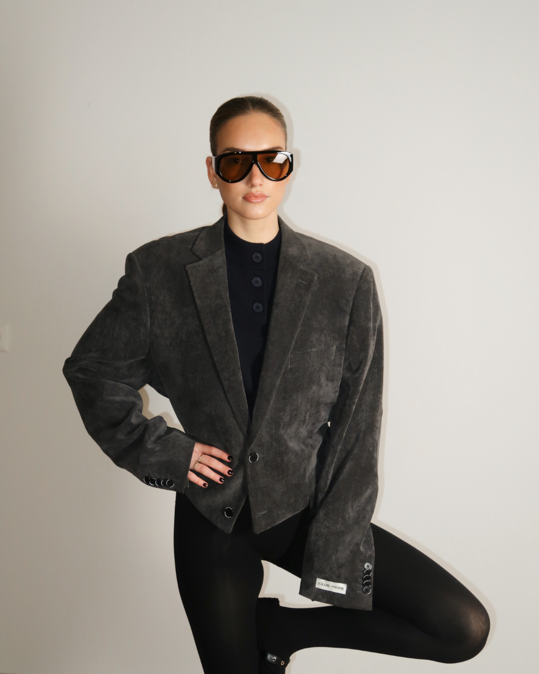 CF Cropped Waist Blazer - Elephant Grey