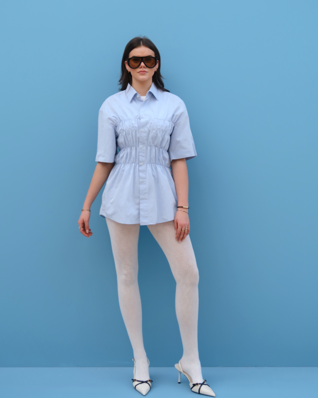 CF Smocked Shirt - Light Blue