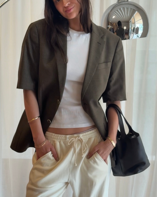 CF SS Blazer - Striped Taupe