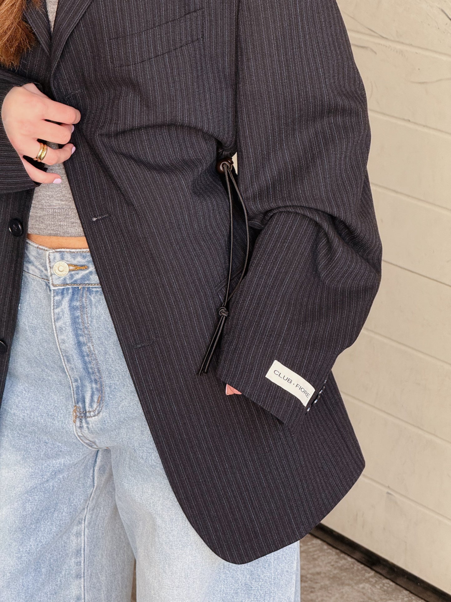 Vintage Adjustable Waist Blazer - Navy 07