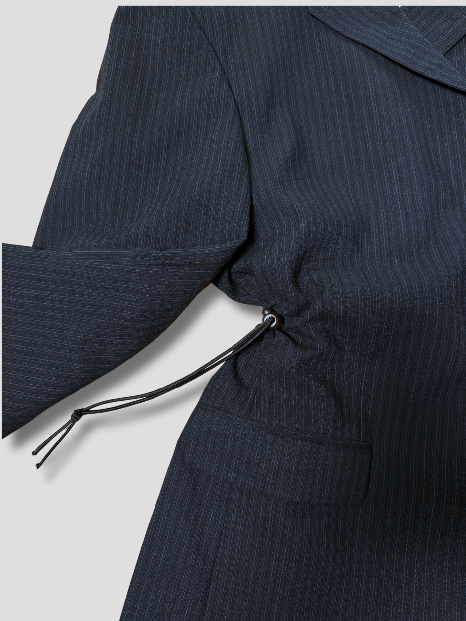 Vintage Adjustable Waist Blazer - Navy 07