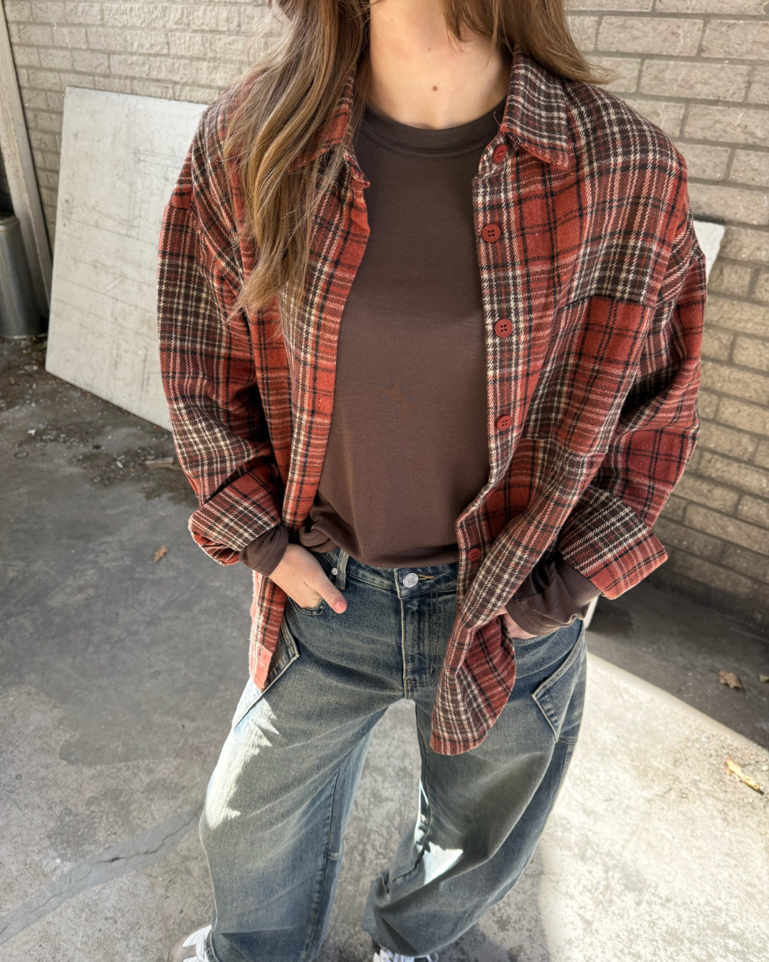 Laurenz Checkered Flannel - Burned Orange