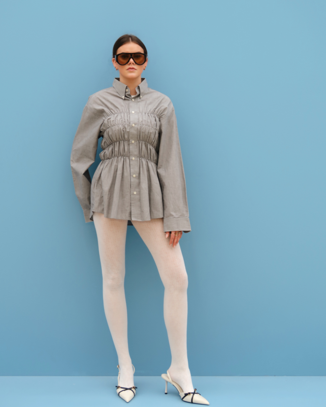 CF Smocked Shirt - Light Grey