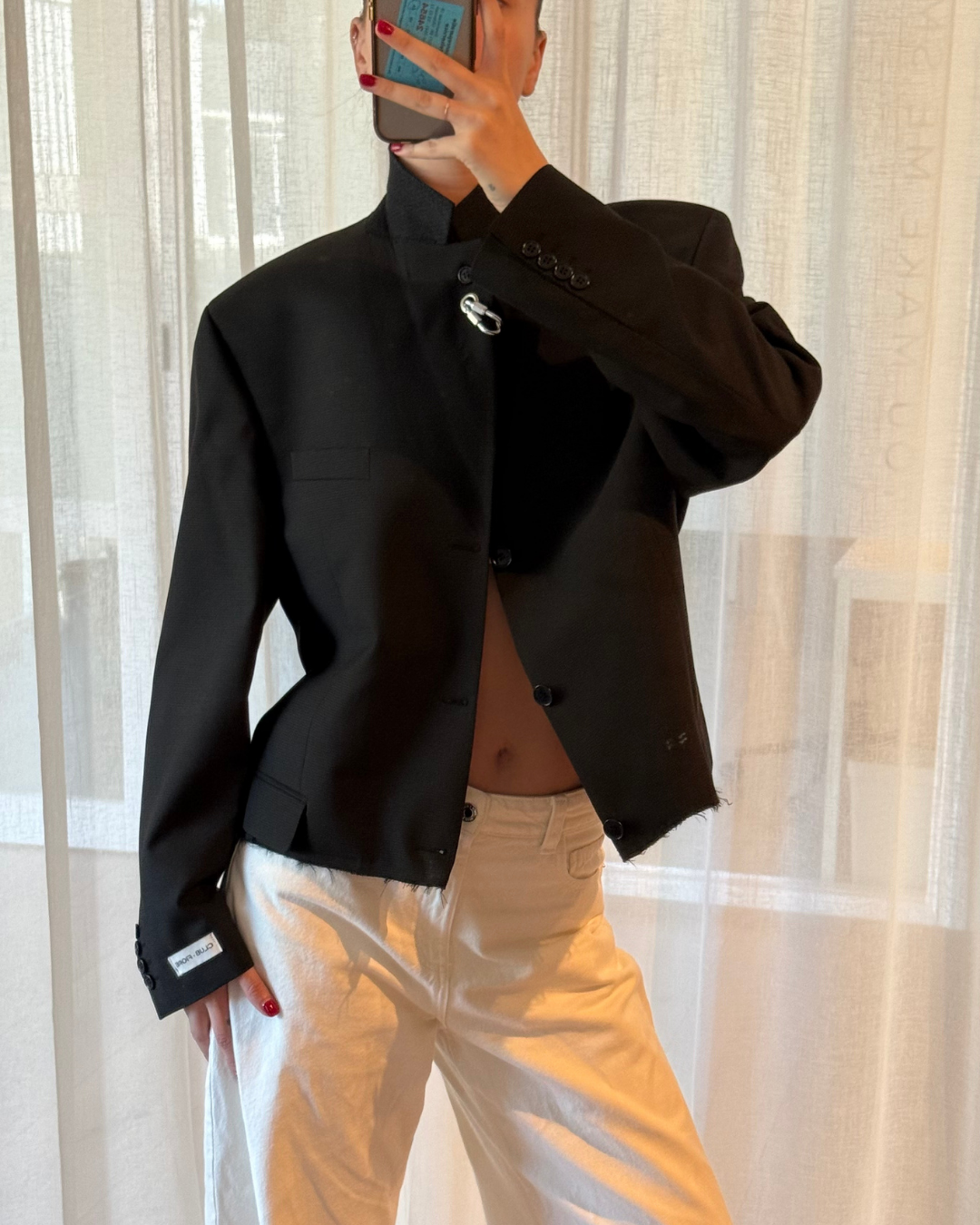 CF Cropped Mao Blazer - Nearly Black