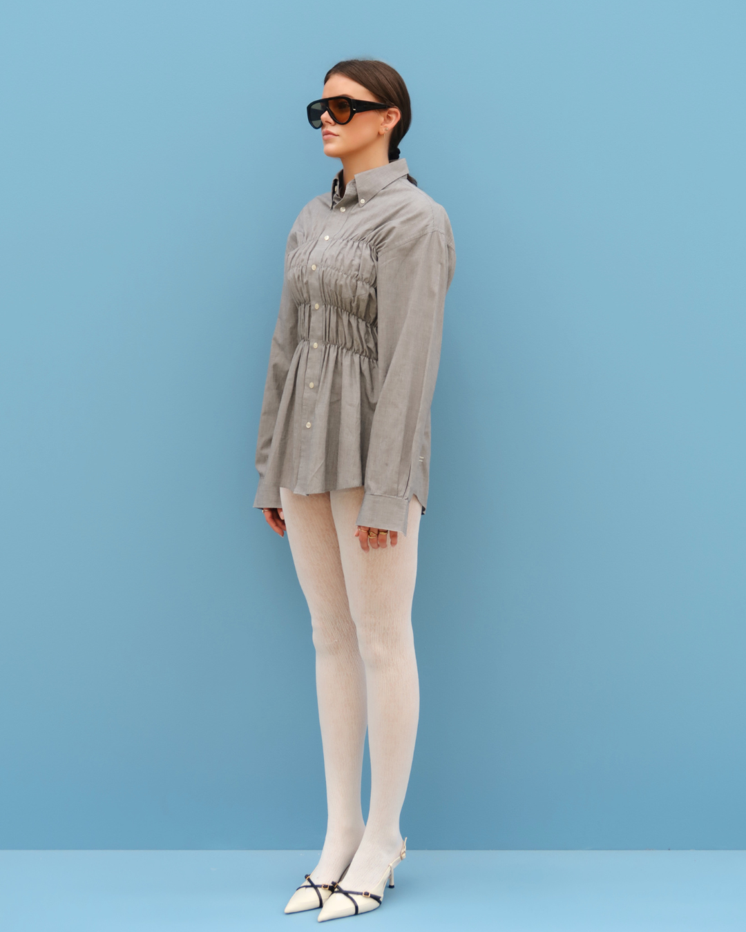 CF Smocked Shirt - Light Grey