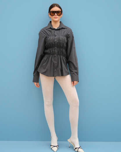 CF Smocked Shirt - Dark Grey