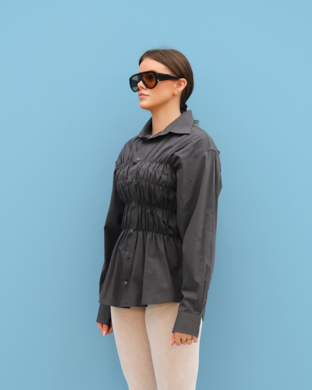 CF Smocked Shirt - Dark Grey