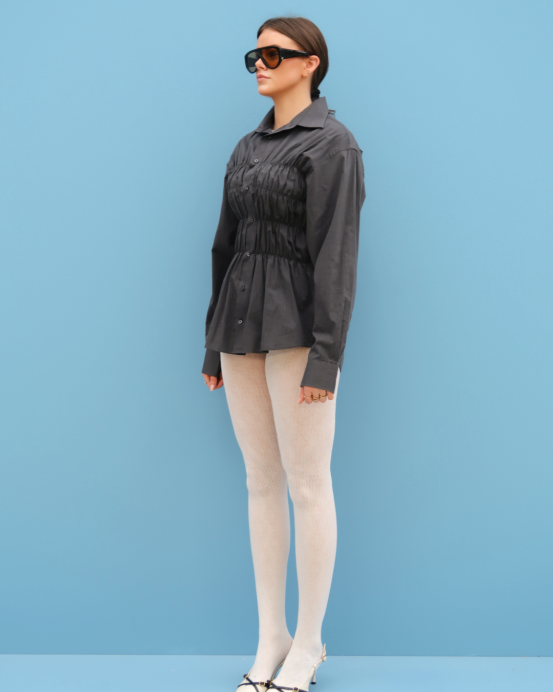 CF Smocked Shirt - Dark Grey