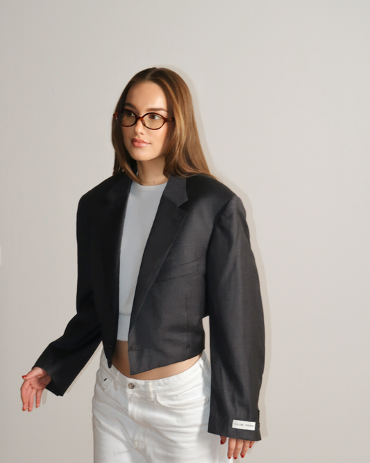 CF Vintage Cropped Blazer - Grey
