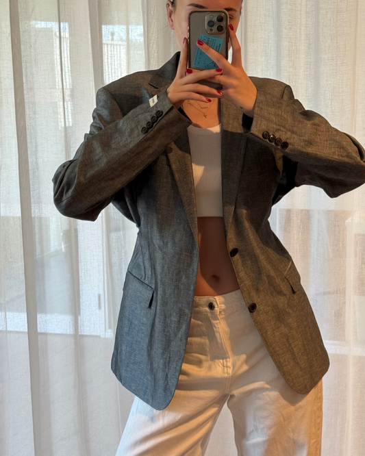 CF Waist Blazer - Grey Structured