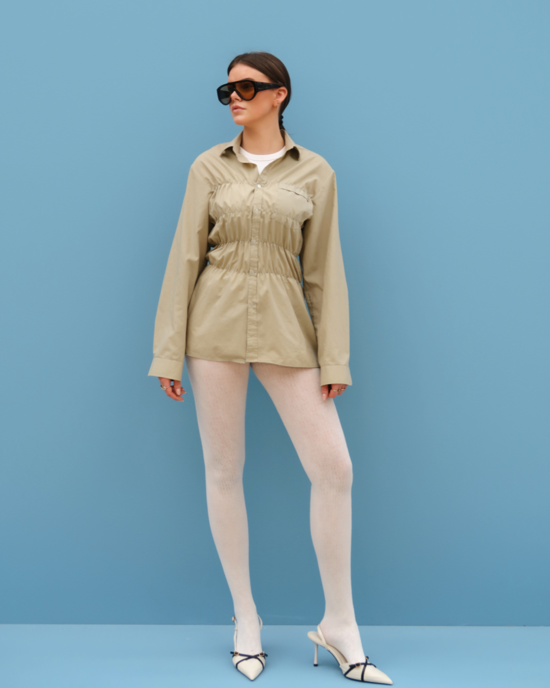 CF Smocked Shirt - Light Beige