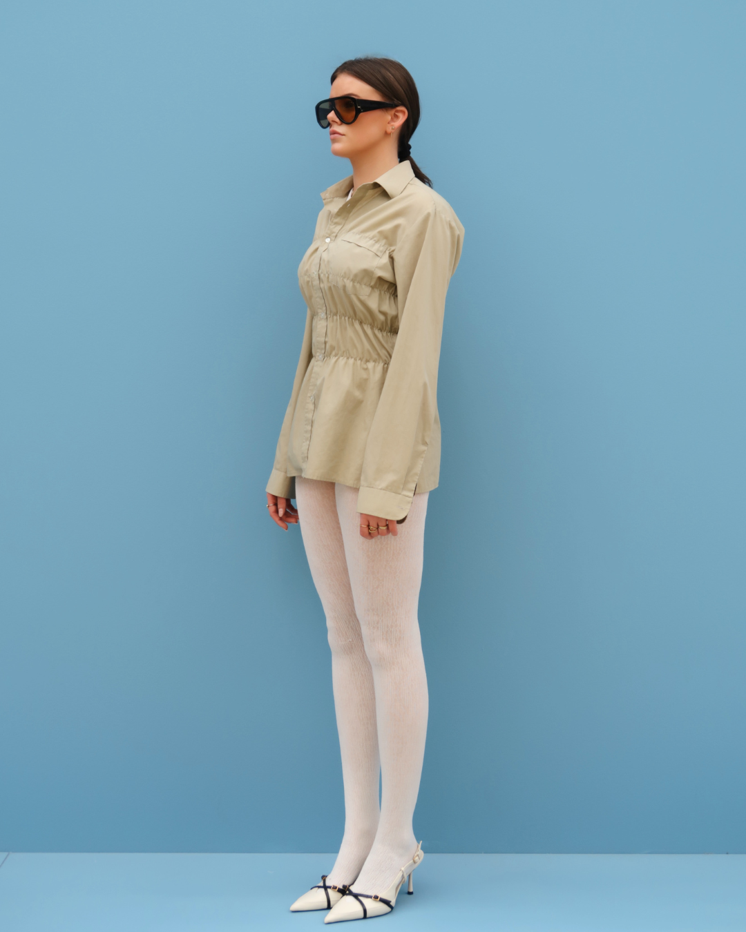 CF Smocked Shirt - Light Beige