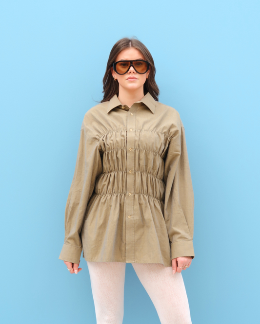 CF Smocked Shirt - Beige Beige