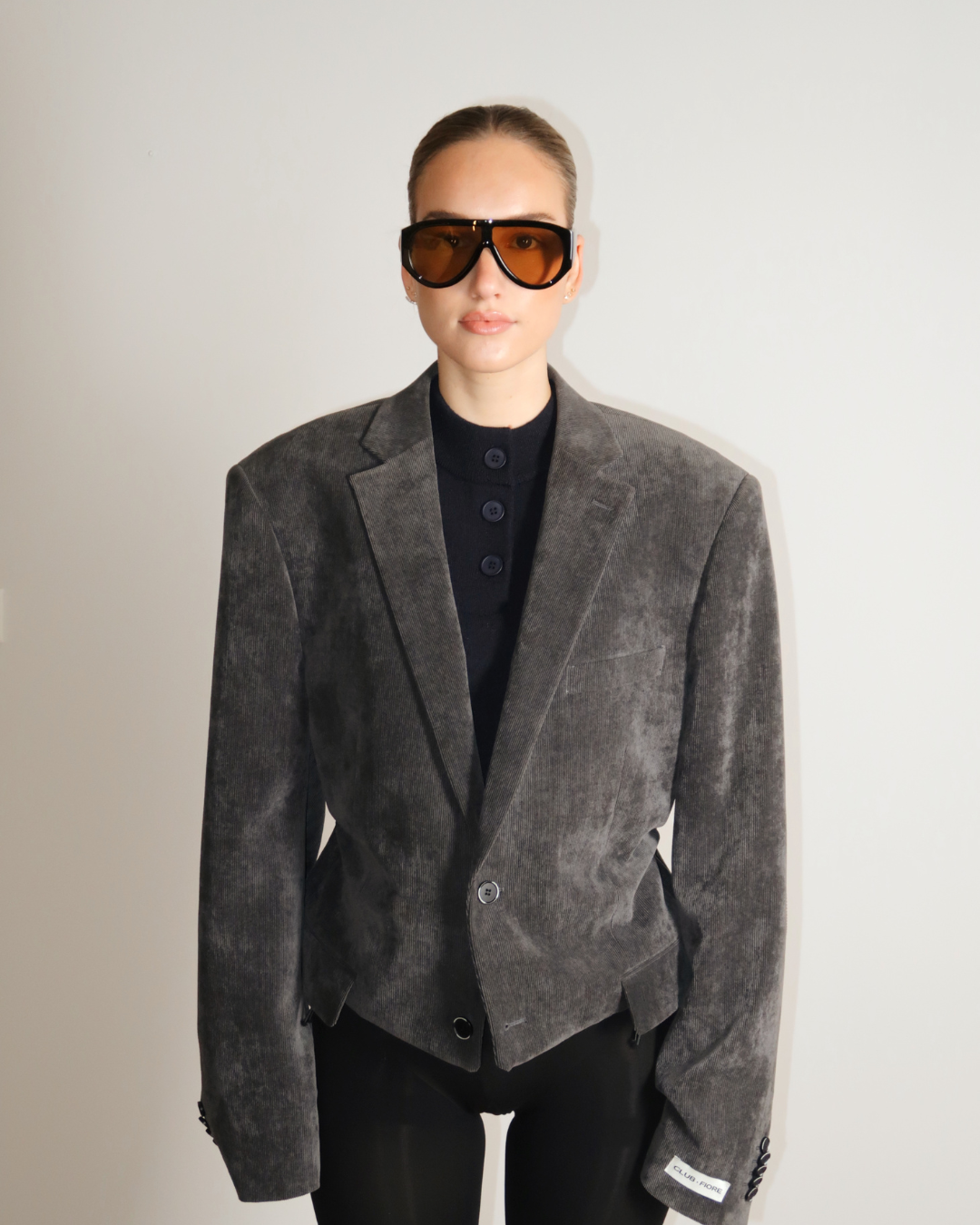 CF Cropped Waist Blazer - Elephant Grey