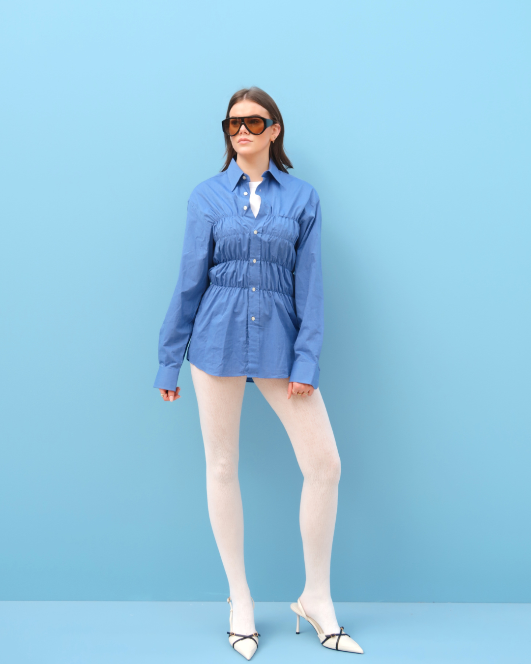 CF Smocked Shirt - Cloud Blue