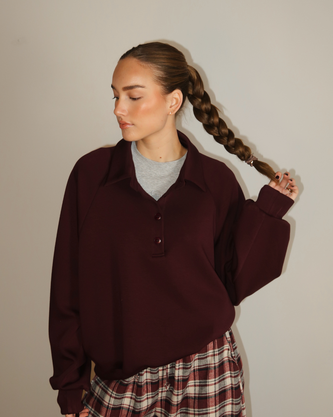Dries Polo Sweater - Aubergine