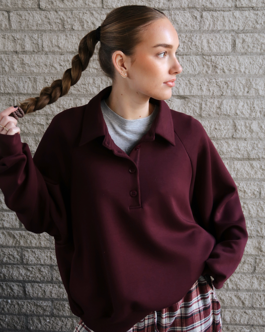 Dries Polo Sweater - Aubergine