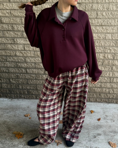 Hugo Plaid Trousers - Aubergine