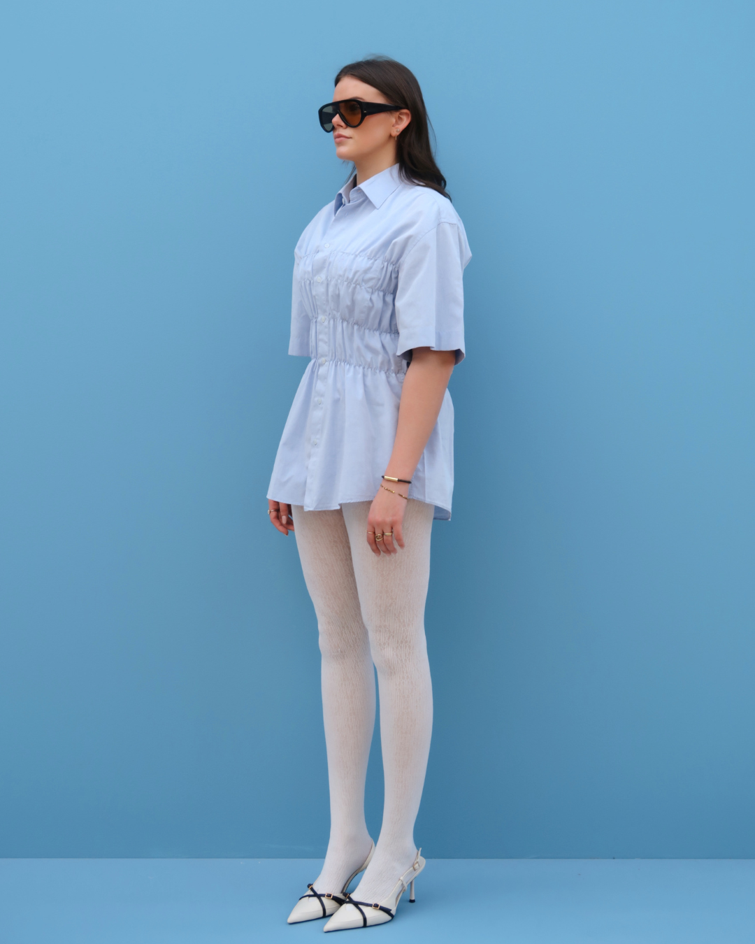 CF Smocked Shirt - Light Blue