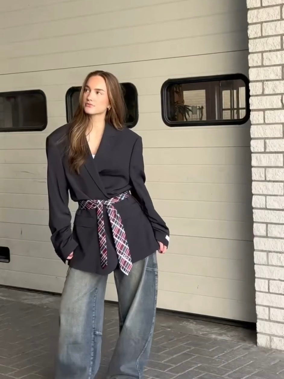 Vintage Tie Blazer - Brown