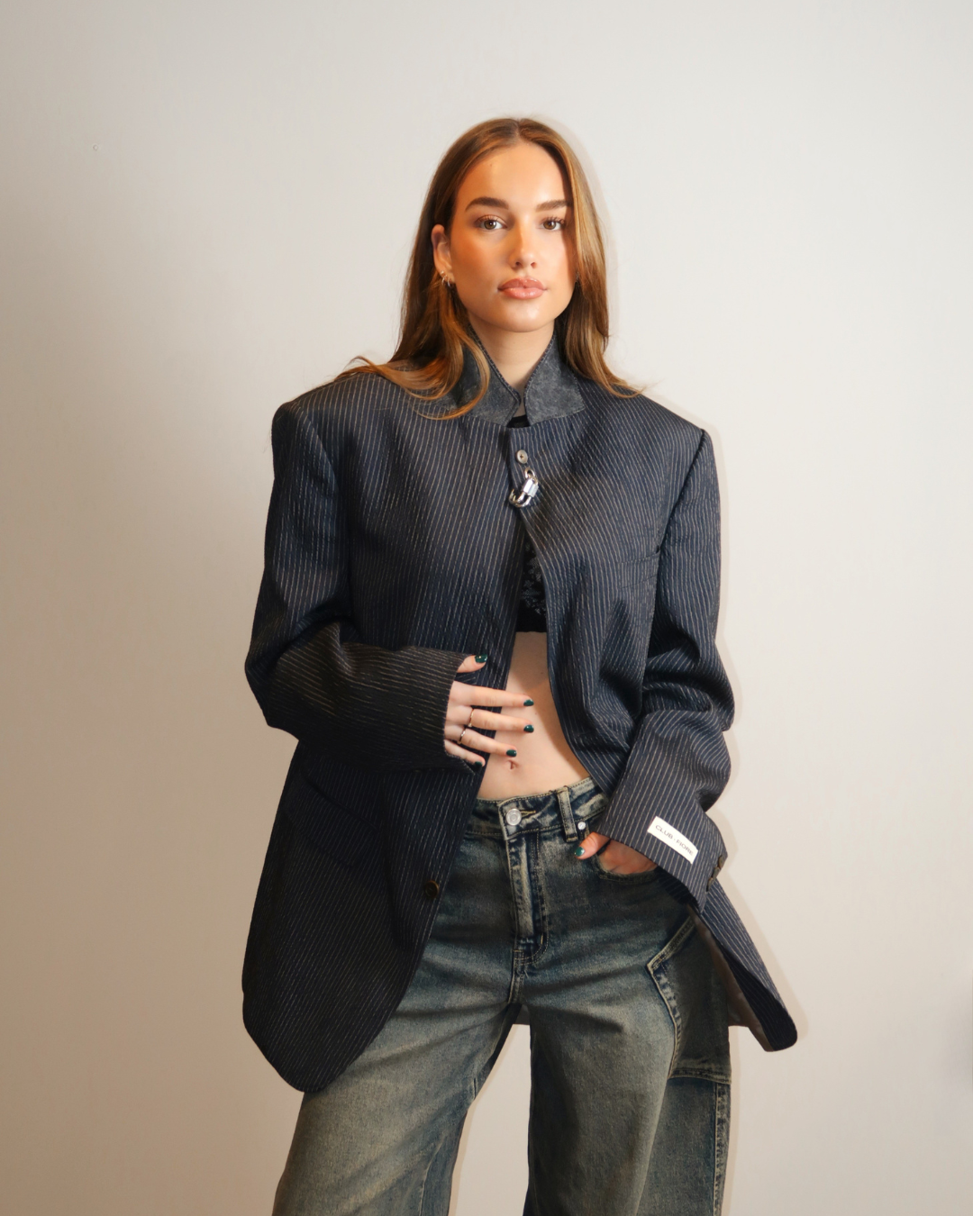 CF Mao Piercing Blazer - Navy Pinstripe