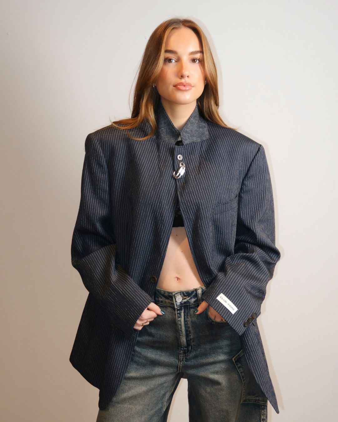 CF Mao Piercing Blazer - Navy Pinstripe