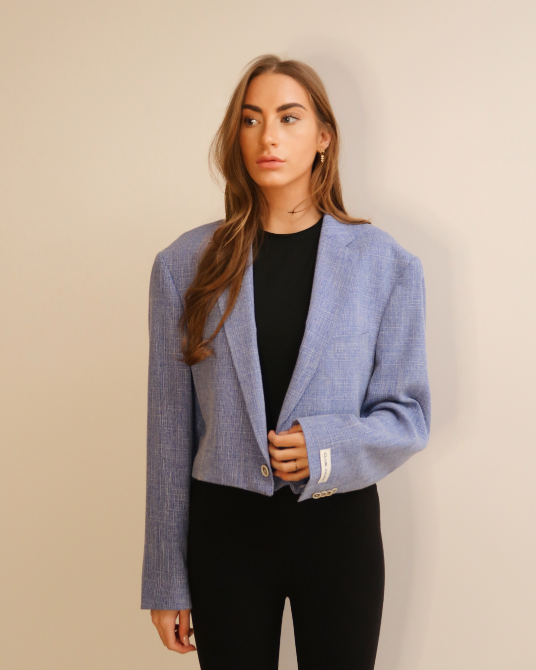 CF Cropped Blazer - Light Blue