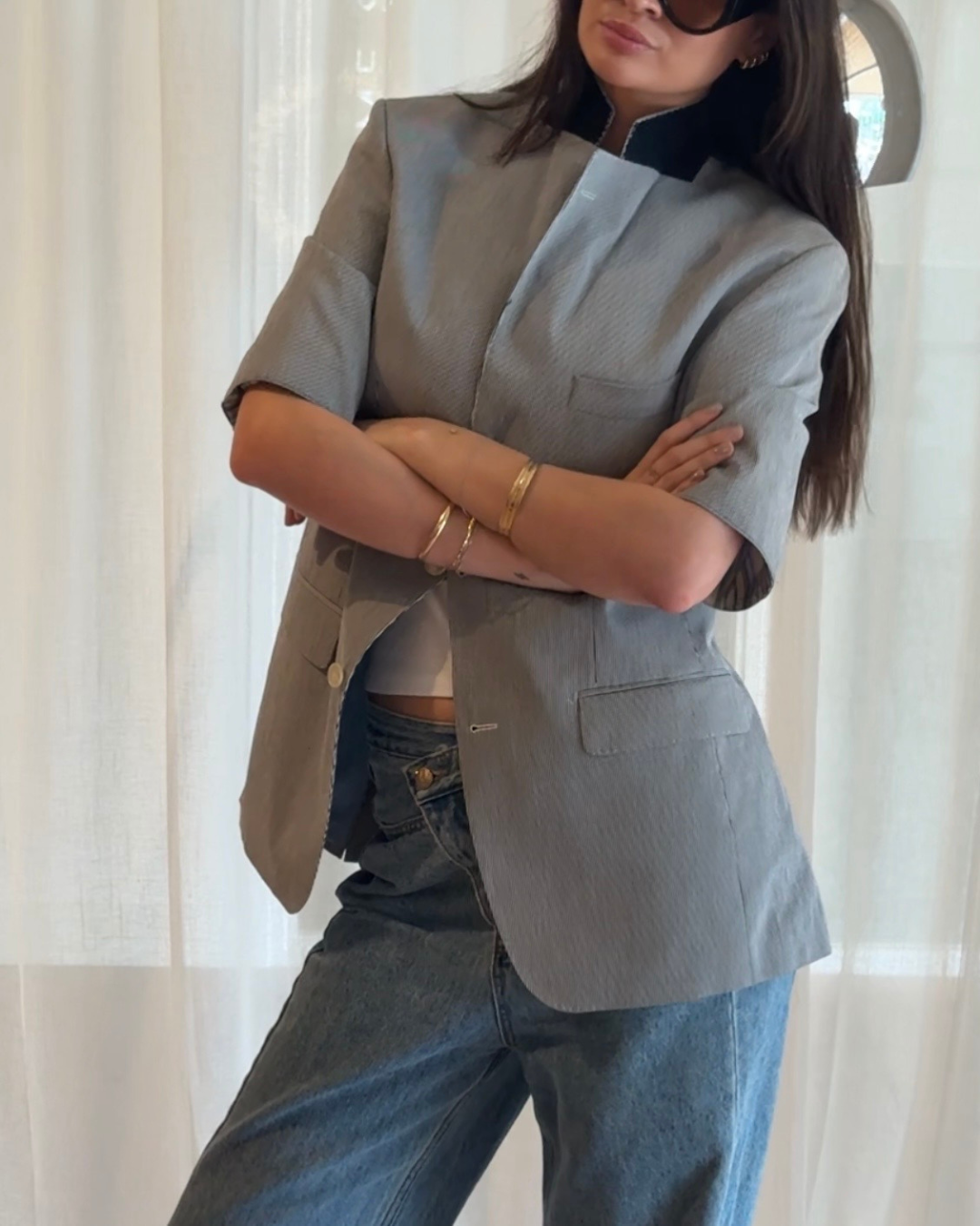 CF SS Blazer - Striped Light Grey