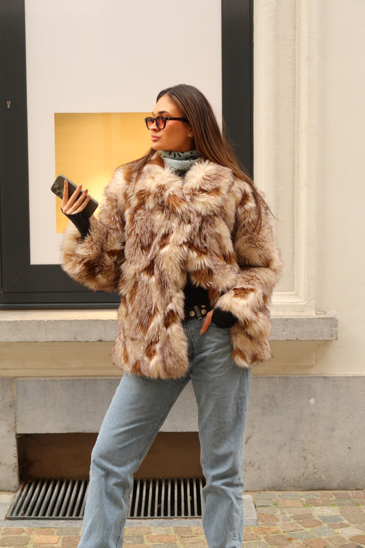Benjamin Faux Fur Coat - Oat