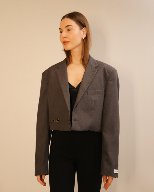 CF Cropped Blazer - Grey