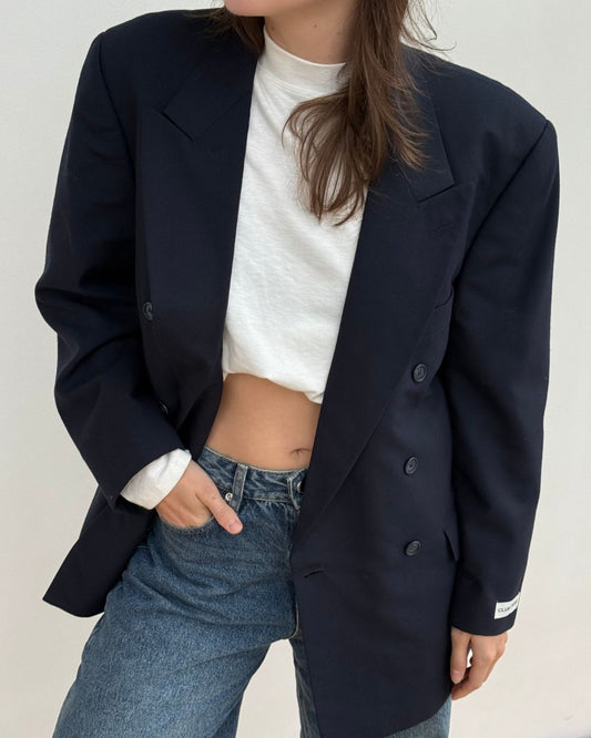 Vintage Waist Blazer - 168 Navy